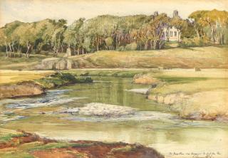 Samuel John Lamorna Birch, RA, RWS, RWA - The Forss River, near Thurso, with Forss House in the distance