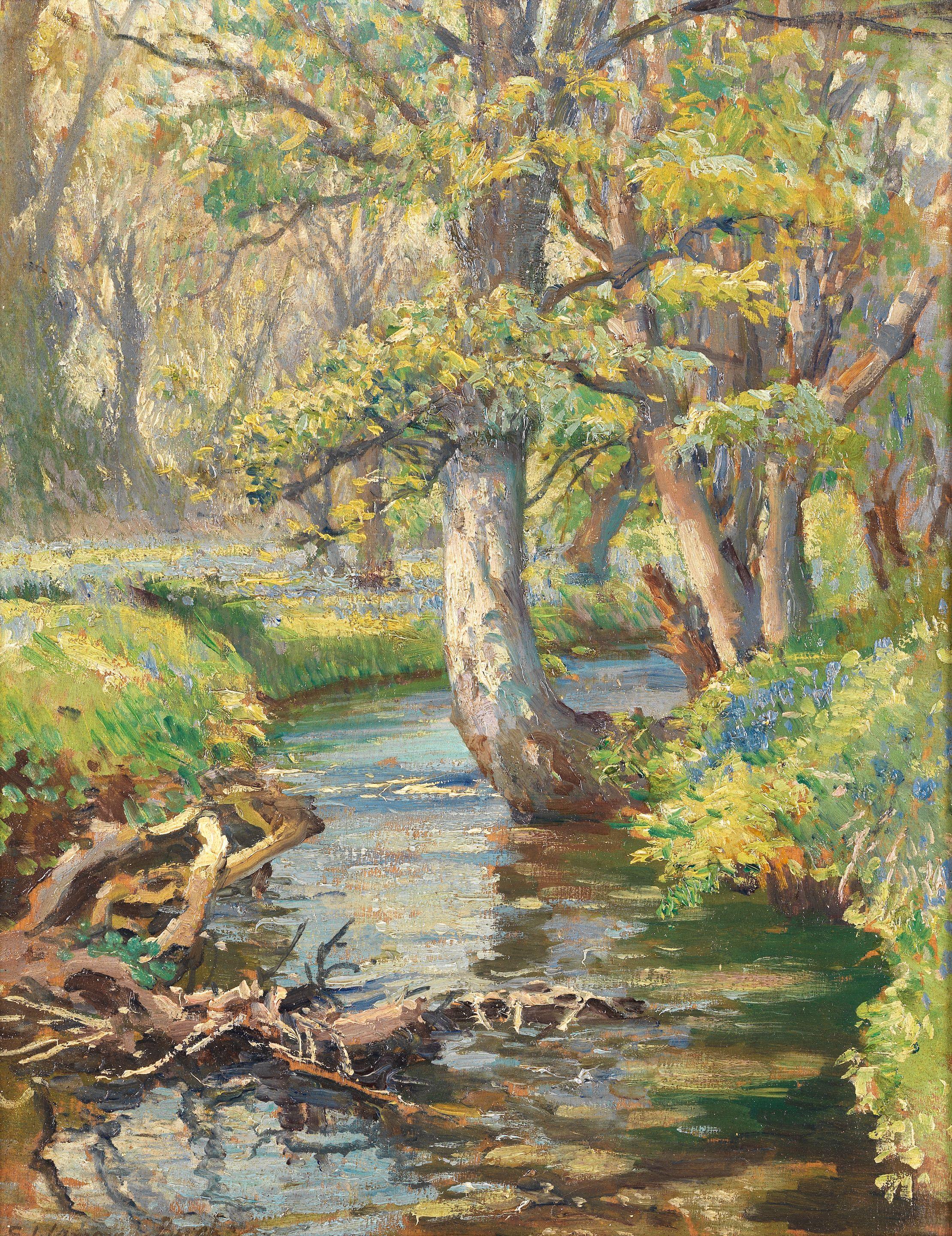 Samuel John Lamorna Birch, RA, RWS, RWA - \'The stream, Hosking\'s Wood, Lamorna\'