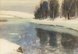 Samuel John Lamorna Birch - Snowy River Landscape