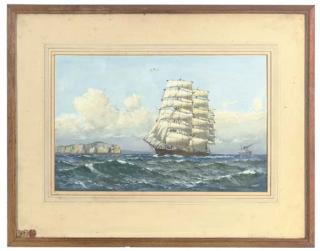 Samuel John Milton Brown - A Fully Rigged Clipper Off The Coast