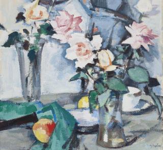 Samuel John Peploe, R.S.A. - Roses and teacup