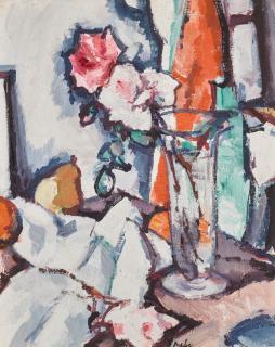 Samuel John Peploe, R.S.A. - Roses in a Glass Vase