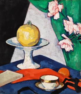 Samuel John Peploe, R.S.A. - Still Life With Roses (Recto); Still Life With Teapot And Fruit (Verso)