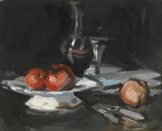 Samuel John Peploe, R.S.A. - Still Life With Wine Decanter, Glass And Apples