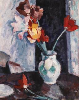 Samuel John Peploe, R.S.A. - Tulips In A White Vase