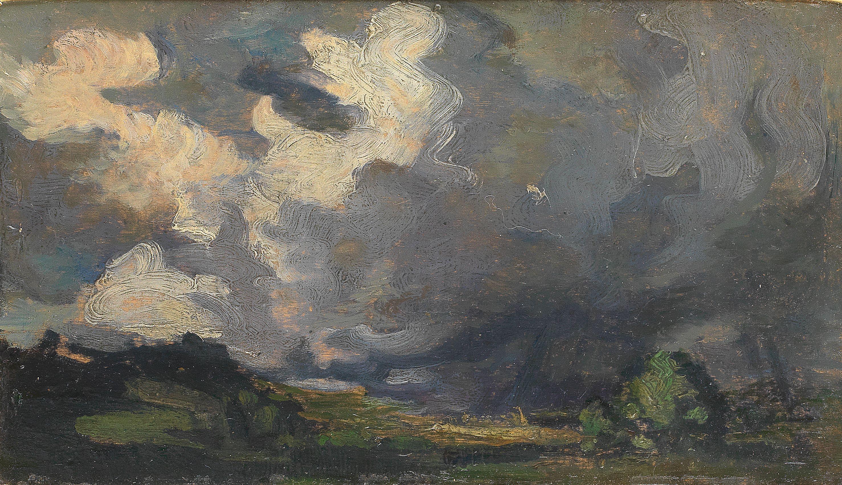 Samuel John Peploe RSA - Comrie landscape with clouds