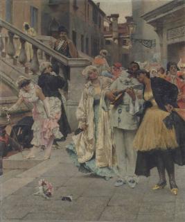 Samuel Melton Fisher, R.A. - Revellers at the Carnival, Venice