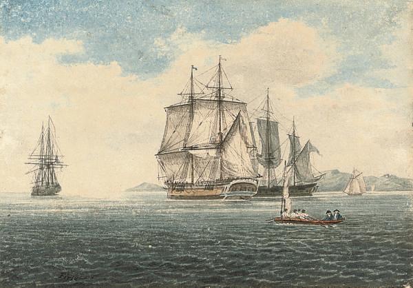 Samuel Owen - Dutch barges in a calm