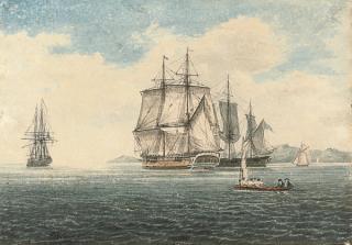 Samuel Owen - Dutch barges in a calm