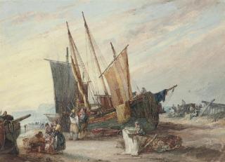 Samuel Owen - Fisherfolk unloading the catch on the south coast