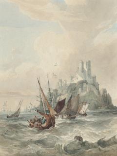 Samuel Owen - Shipping off Mont St Michel, Normandy