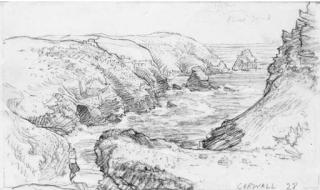 Samuel Palmer, R.W.S. - A Cliff Top View In Cornwall