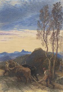 Samuel Palmer R.W.S. - Oxen Ploughing At Sunset
