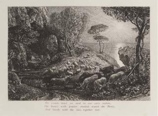 Samuel Palmer - Moeris and Galatea, from An English Version of the Eclogues of Virgil (L. 17)
