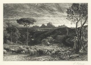 Samuel Palmer - Opening the Fold, or Early Morning