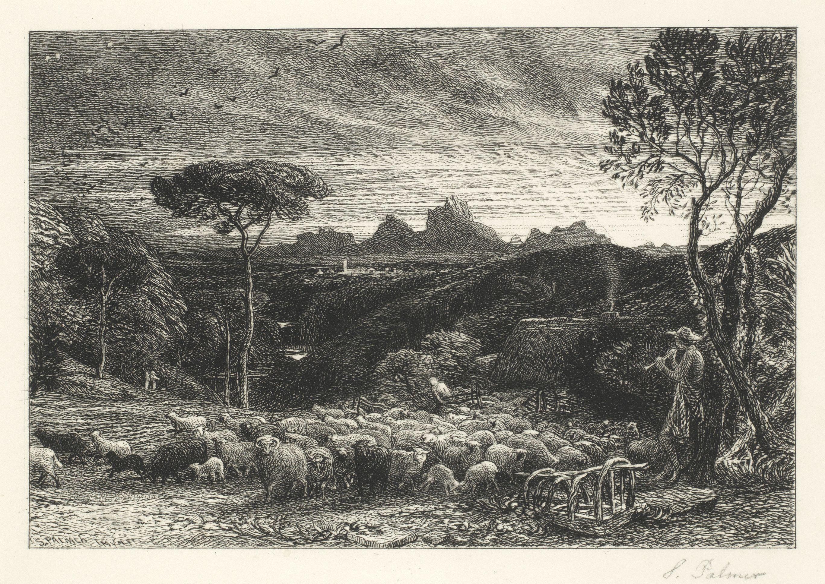 Samuel Palmer - Opening the Fold, or Early Morning