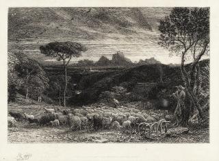 Samuel Palmer - Opening the Fold or Early Morning