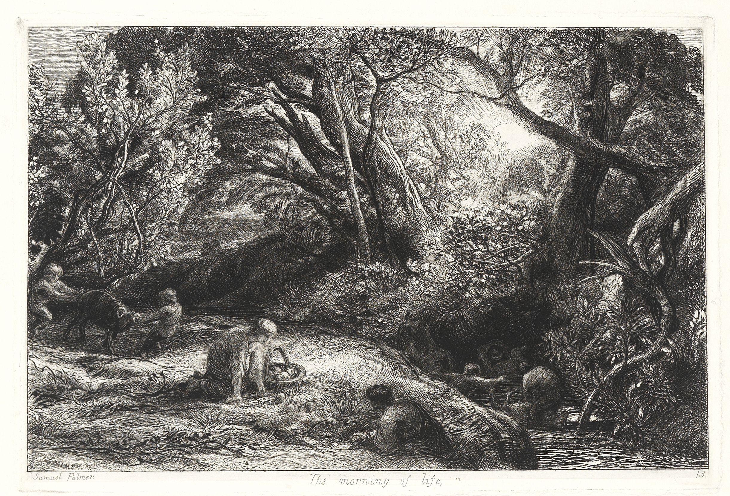Samuel Palmer - The Morning of Life; Weary Ploughman; Rising Moon or an English Pastoral