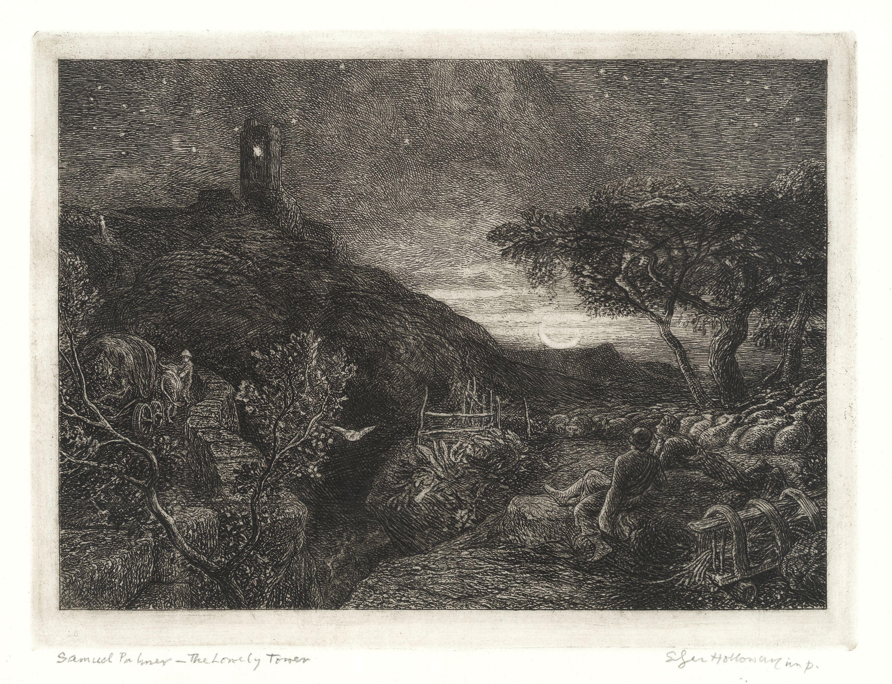 Samuel Palmer - The Rising Moon, or An English Pastoral (Lister 7)
