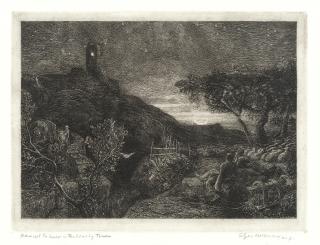 Samuel Palmer - The Rising Moon, or An English Pastoral (Lister 7)