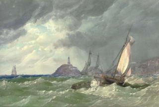 Samuel Phillips Jackson, R.W.S. - Shipping Off The Mumbles Lighthouse