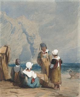 Samuel Prout, F.S.A., O.W.S. - Figures by the coast at Durdle Door, Dorset