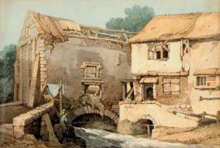 Samuel Prout, O.W.S. - Anglers fishing before a derelict watermill