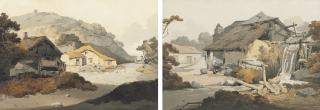 Samuel Prout, O.W.S. - Cottages at Crabtree, near Plymouth, Devon; and A mill at Coldrenick, Cornwall