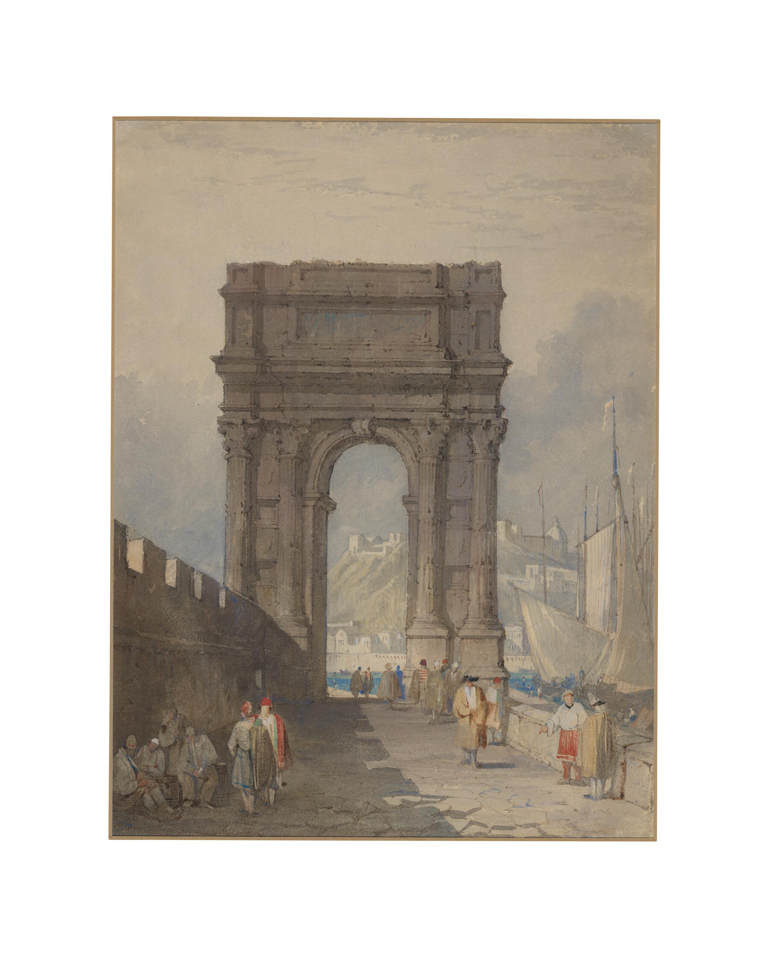 Samuel Prout, O.W.S. - The Arch of Trajan, Ancona, Italy