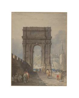 Samuel Prout, O.W.S. - The Arch of Trajan, Ancona, Italy
