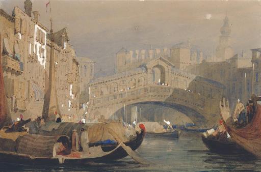 Samuel Prout, O.W.S - The Rialto Bridge, Venice; and View of Basle