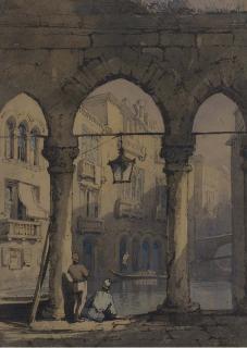 Samuel Prout - Watching the gondolier, Venice