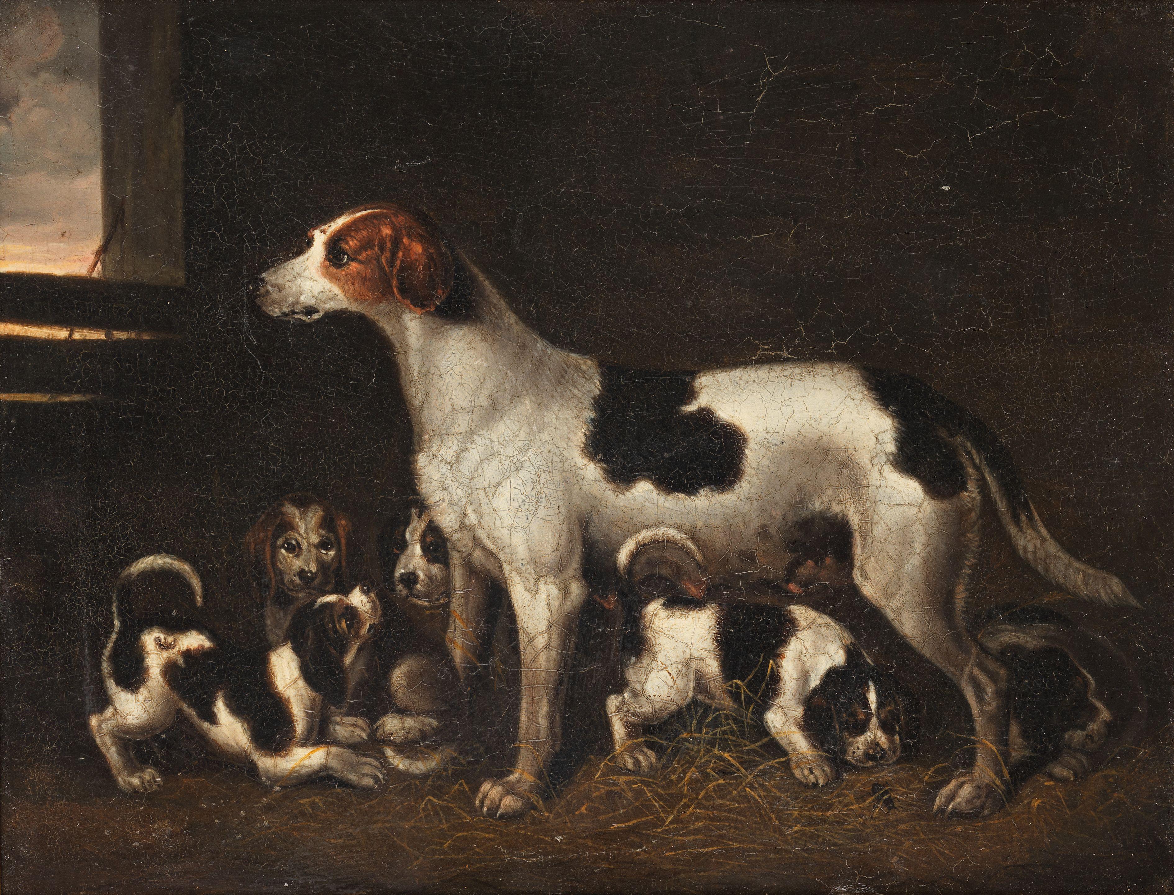 Samuel Raven - A hound with her puppies
