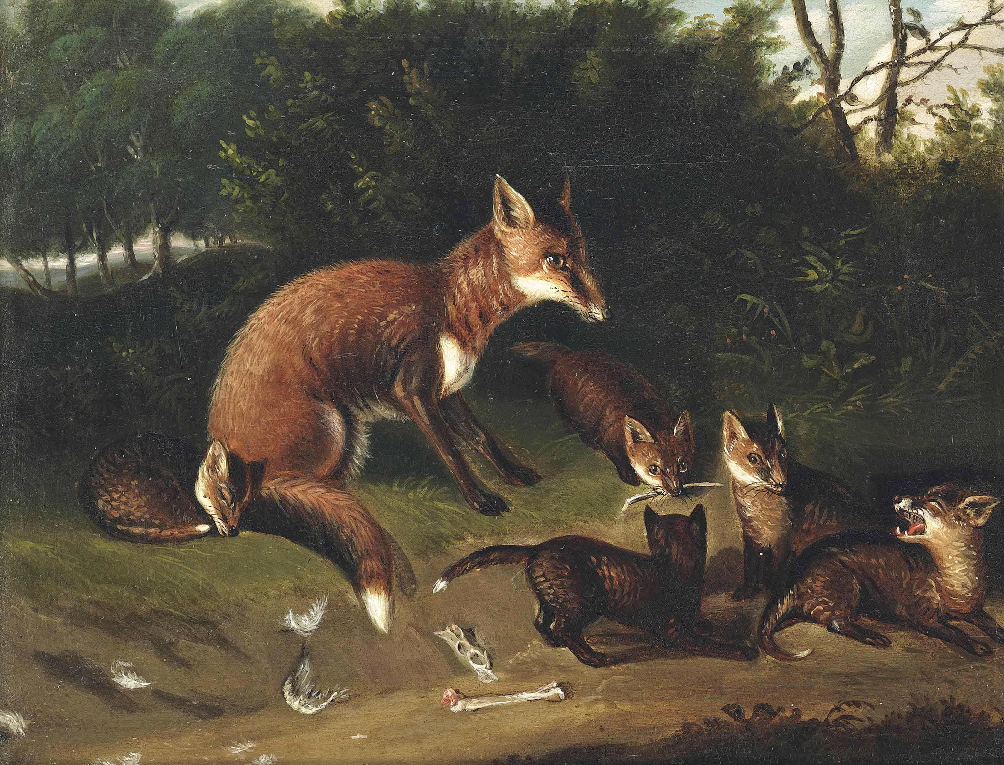 Samuel Raven - A Vixen And Her Cubs