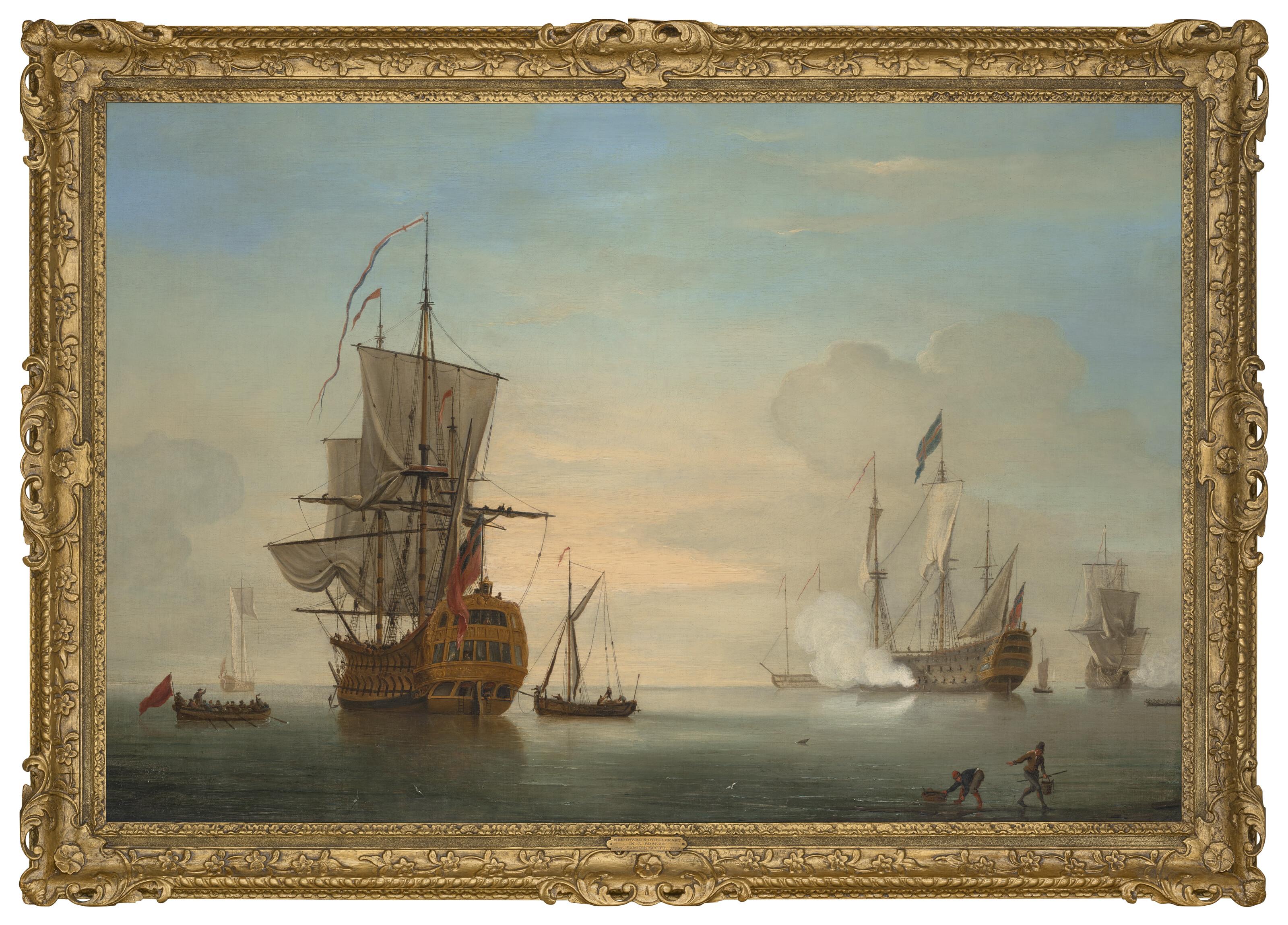 Samuel Scott - Men of War and other craft in a breeze