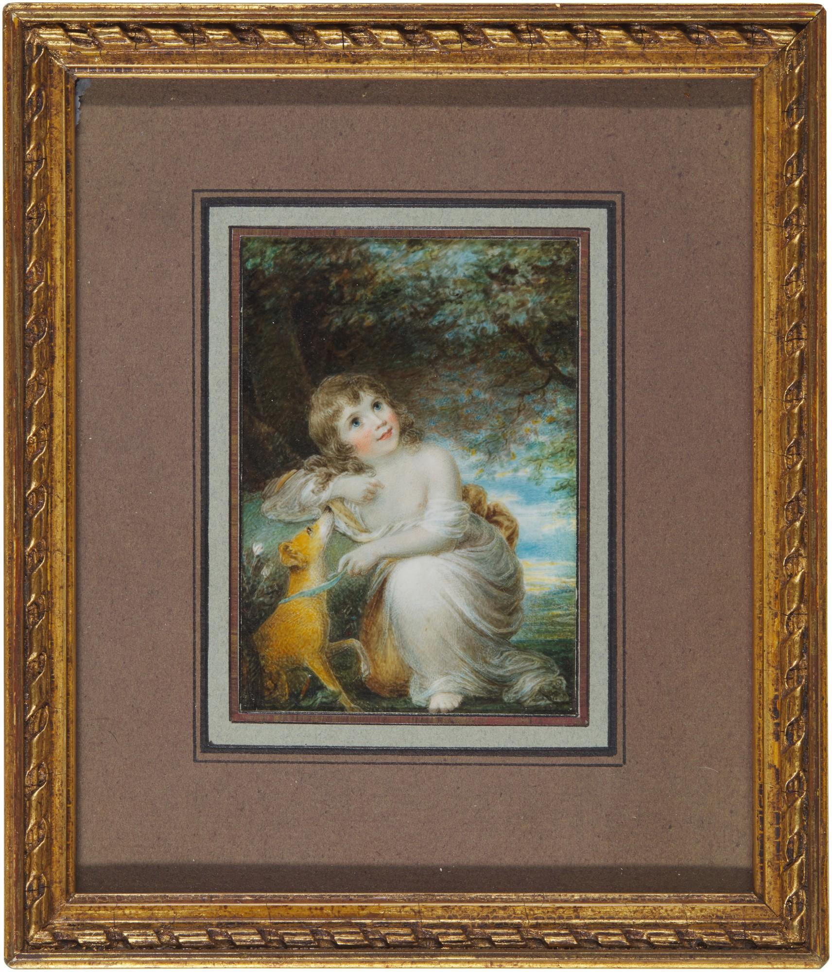 Samuel Shelley - Portrait of a child with her dog