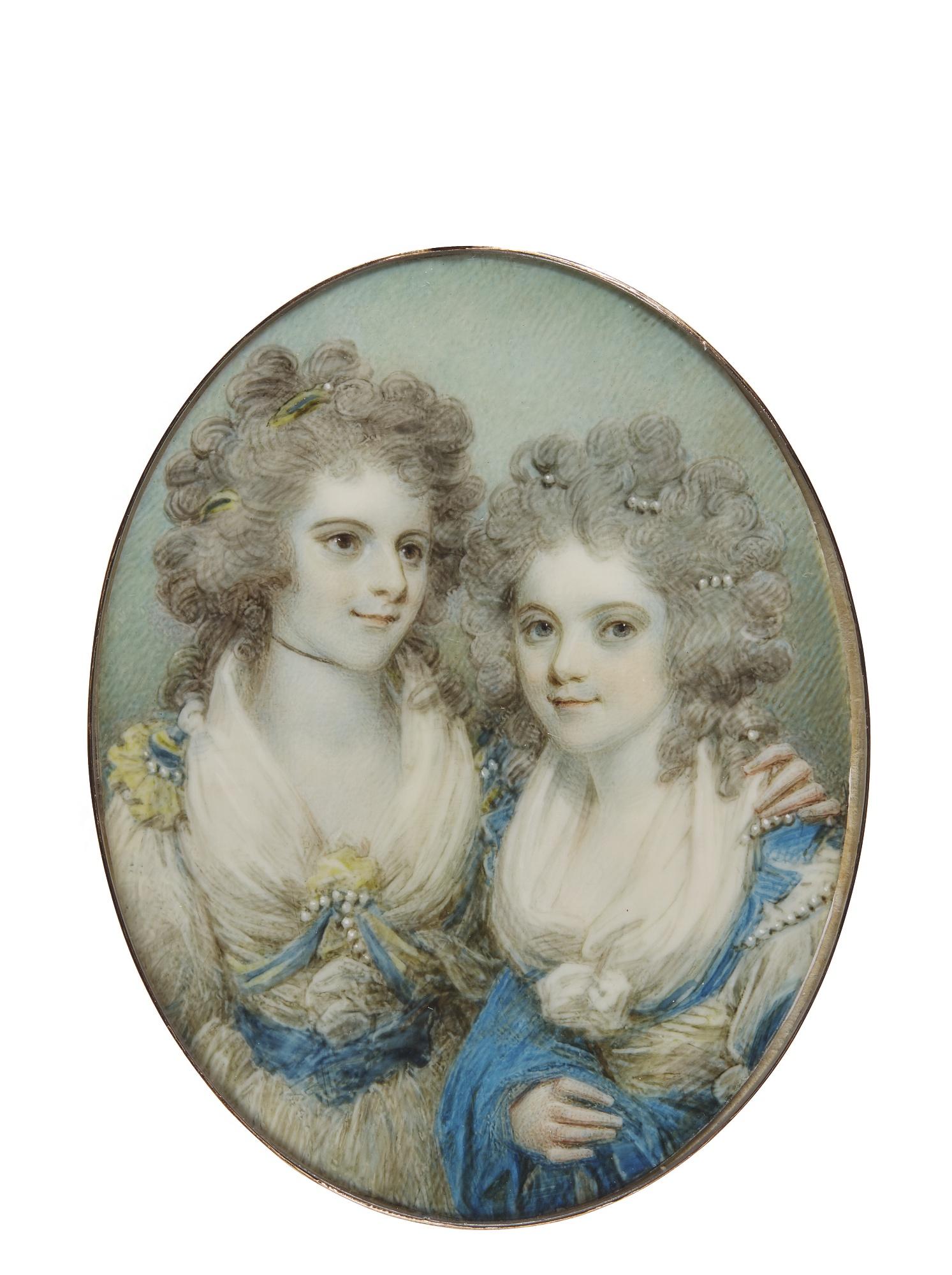 Samuel Shelley - Portrait Of Two Sisters, Circa 1790