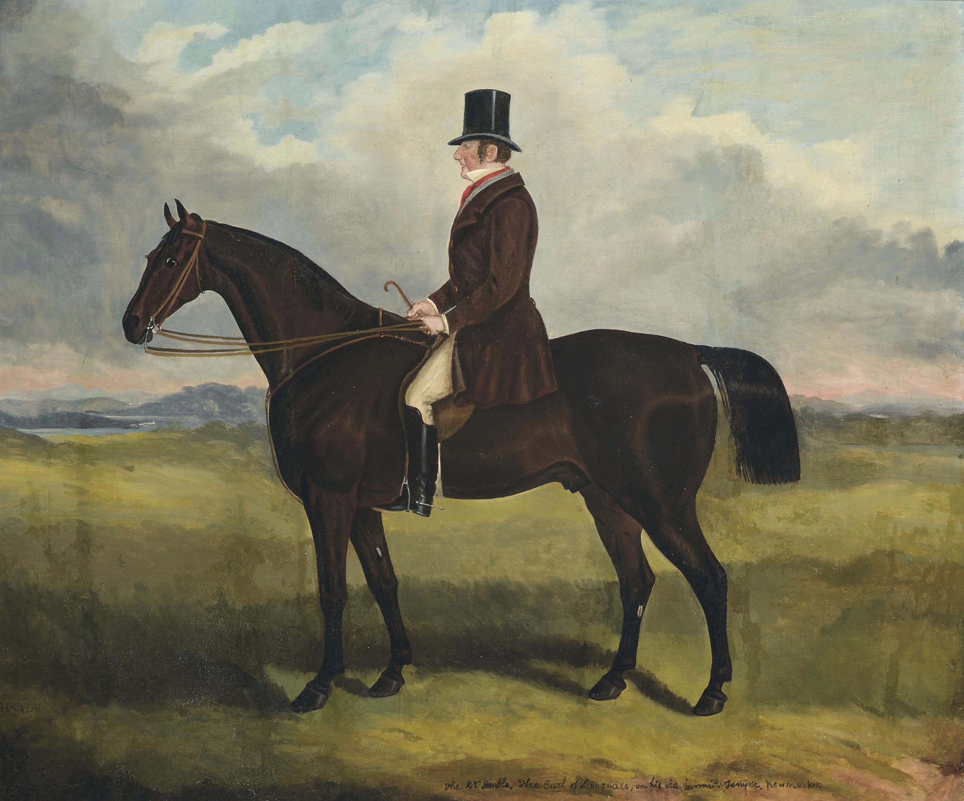 Samuel Spode - The Earl of Lonsdale on his old favourite, Tempest, Newmarket