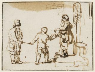 Samuel Van Hoogstraten - A boy leading a blind man to receive alms