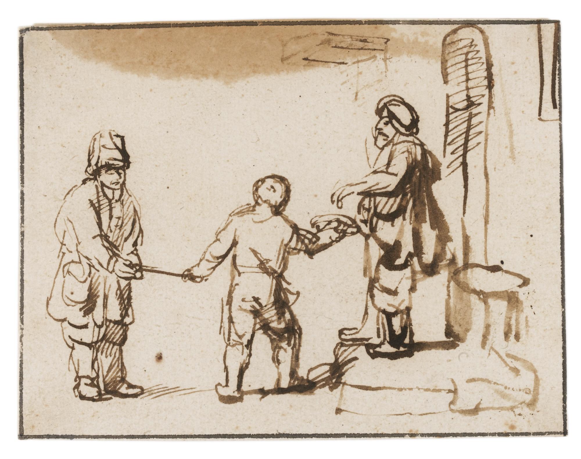 Samuel van Hoogstraten - A Gracious Lord Giving Money To A Beggar