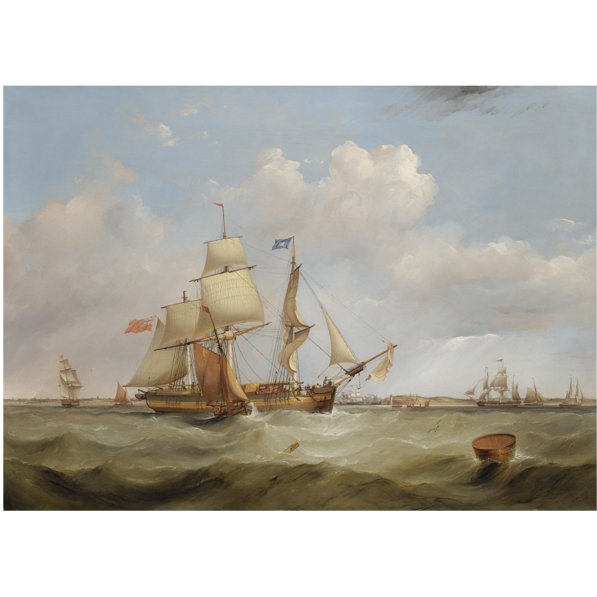 Samuel Walters - A Merchant Ship, Hove To, Off The Mouth Of The Mersey