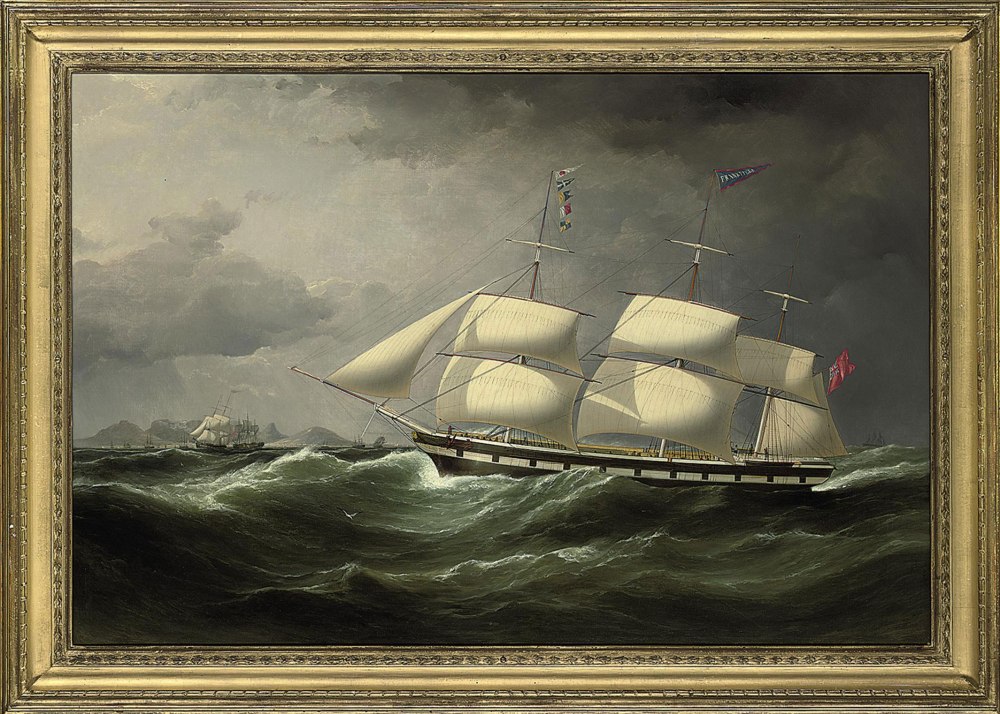 Samuel Walters - The Frankfield \'showing her number\' in rough seas off Table Bay, Cape Town