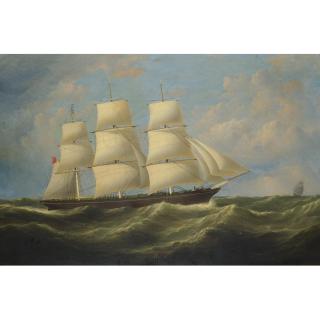 Samuel Walters - The Full-Rigged Merchantman Vespasian At Sea