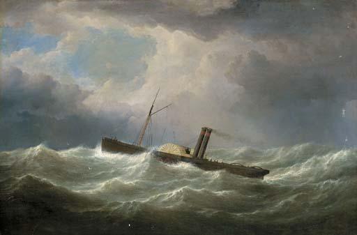 Samuel Walters - The Liverpool paddle steamer tug United Kingdom in a gale