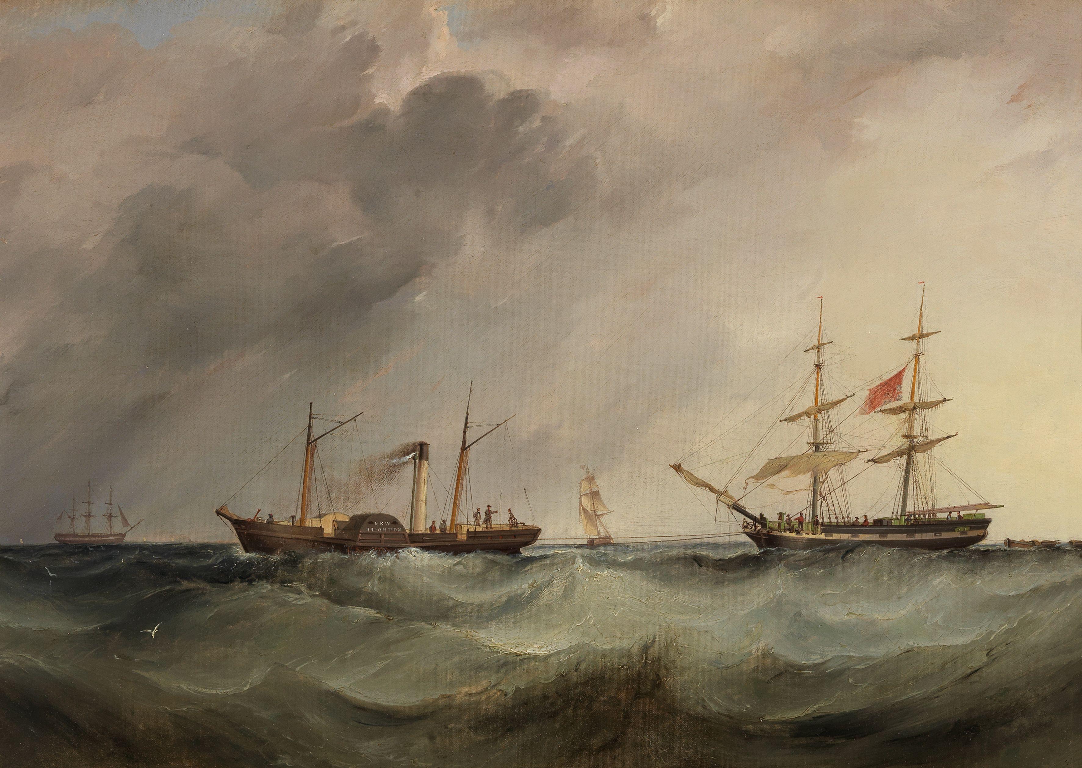 Samuel Walters - The New Brighton packet towing a distressed merchantman