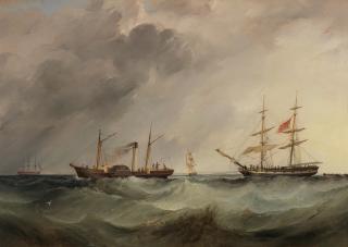 Samuel Walters - The New Brighton packet towing a distressed merchantman