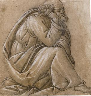 Sandro Botticelli - Study For A Seated St Joseph, His Head Resting On His Right Hand