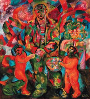 Sandro Chia - Painter With Sons and Frog