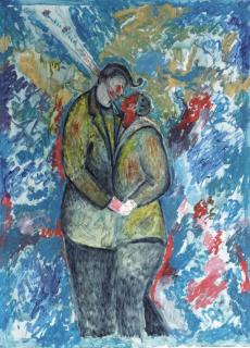 Sandro Chia - Self Portrait (Two men embracing)