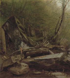 Sanford Robinson Gifford - A Study of Rocks at Kauterskill Clove